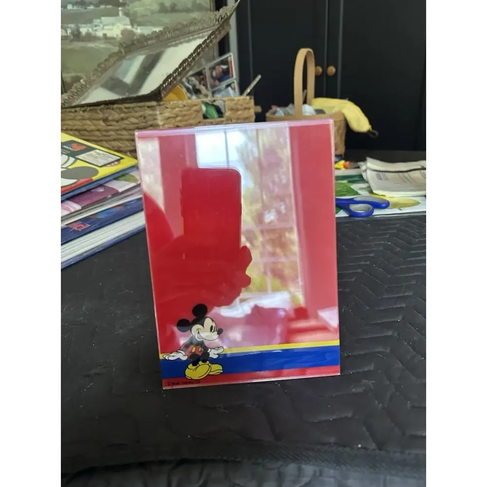 Vintage Red Mickey Mouse Picture Frame Plastic 5”x 7 ” Inches Disney parks